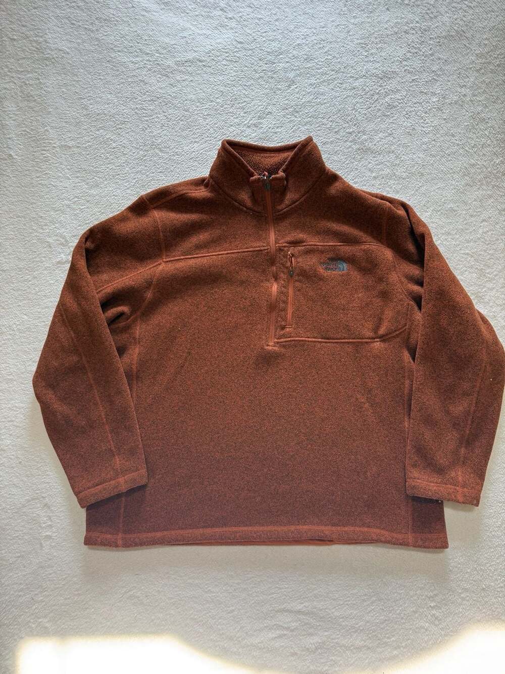 The North Face Mens XXL Rust Orange Gordon Lyons 1/4 Zip Fleece Pullover Sweater